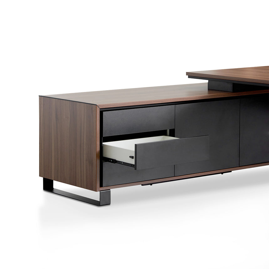 2.3m Left Return Office Desk | Walnut | Myka Home - View 15