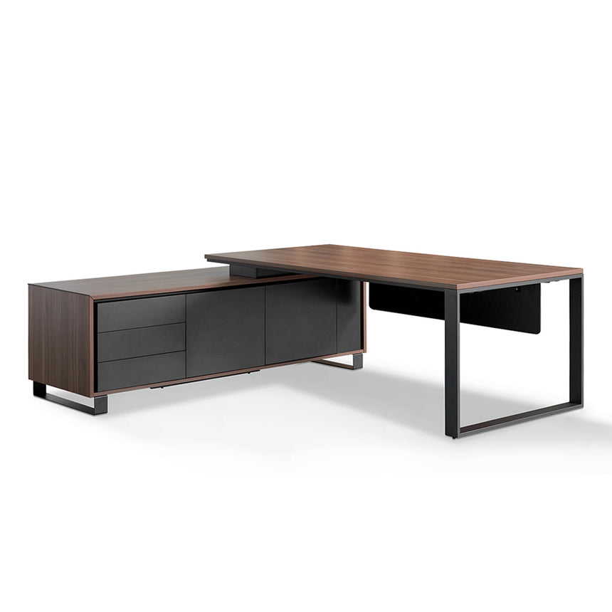 2.3m Left Return Office Desk | Walnut | Myka Home