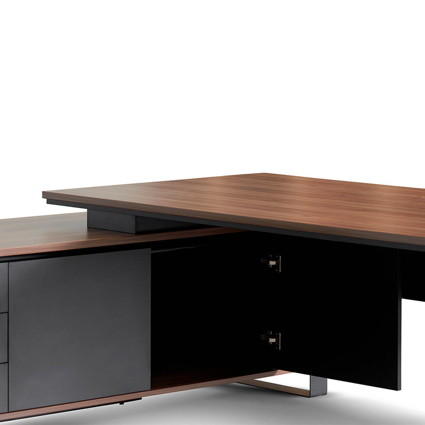 2.3m Left Return Office Desk | Walnut | Myka Home - View 12