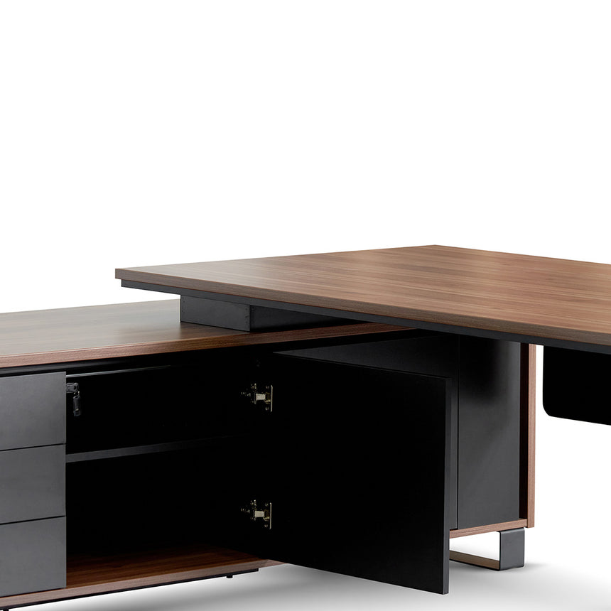 2.3m Left Return Office Desk | Walnut | Myka Home - View 16