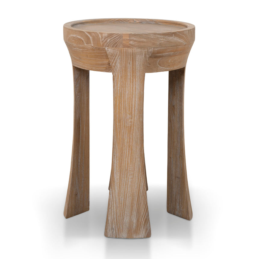 34.5cm Round Side Table | Dark Natural | Myka Home