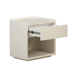 50CM Travertine Bedside Table | Ivory Oat | Myka Home