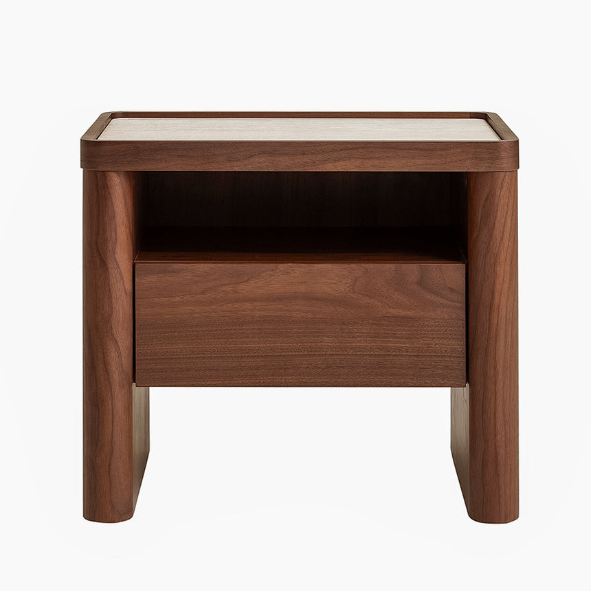 Glass Top Bedside Table | Walnut | Myka Home - View 2