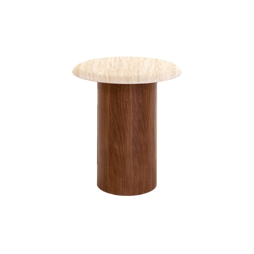 Walnut Side Table | Stone Look Beige | Myka Home - View 2