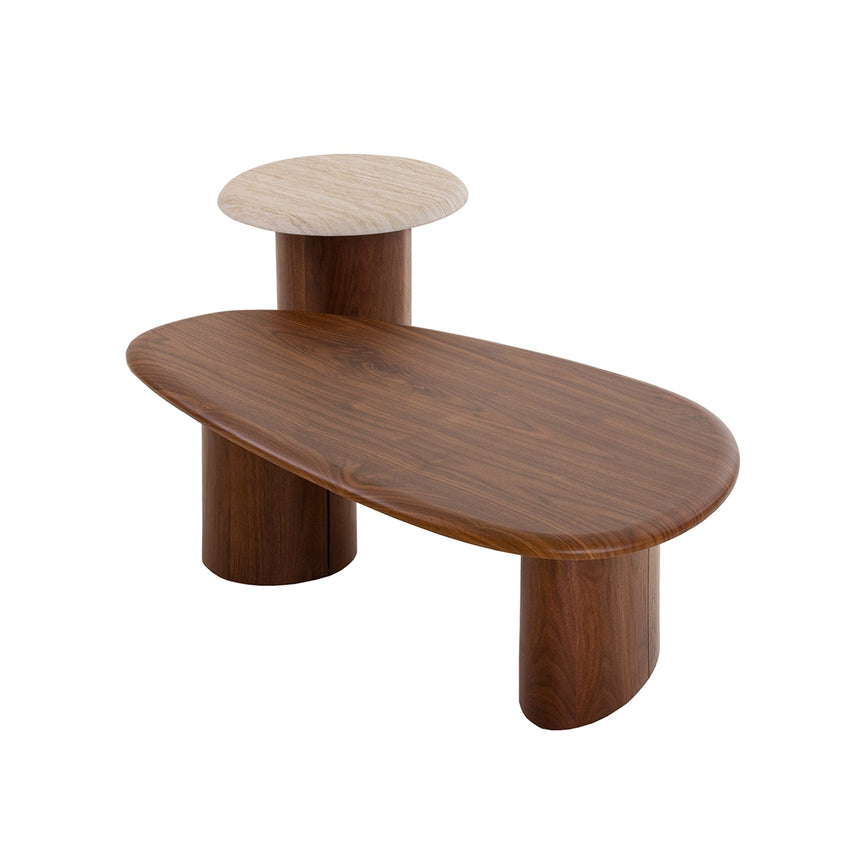 Walnut Side Table | Stone Look Beige | Myka Home - View 7