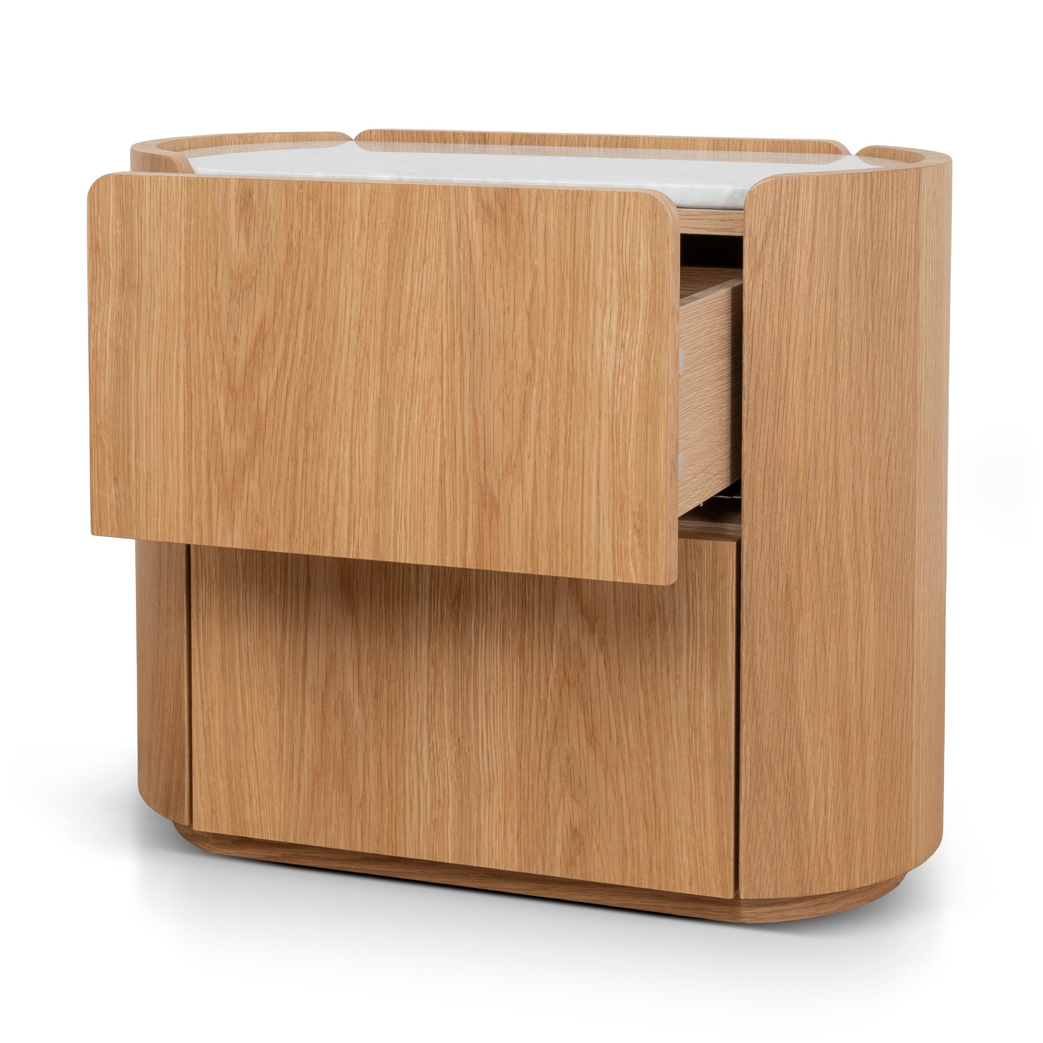 60CM Bedside Table | Natural Oak With Marble Top | Myka Home