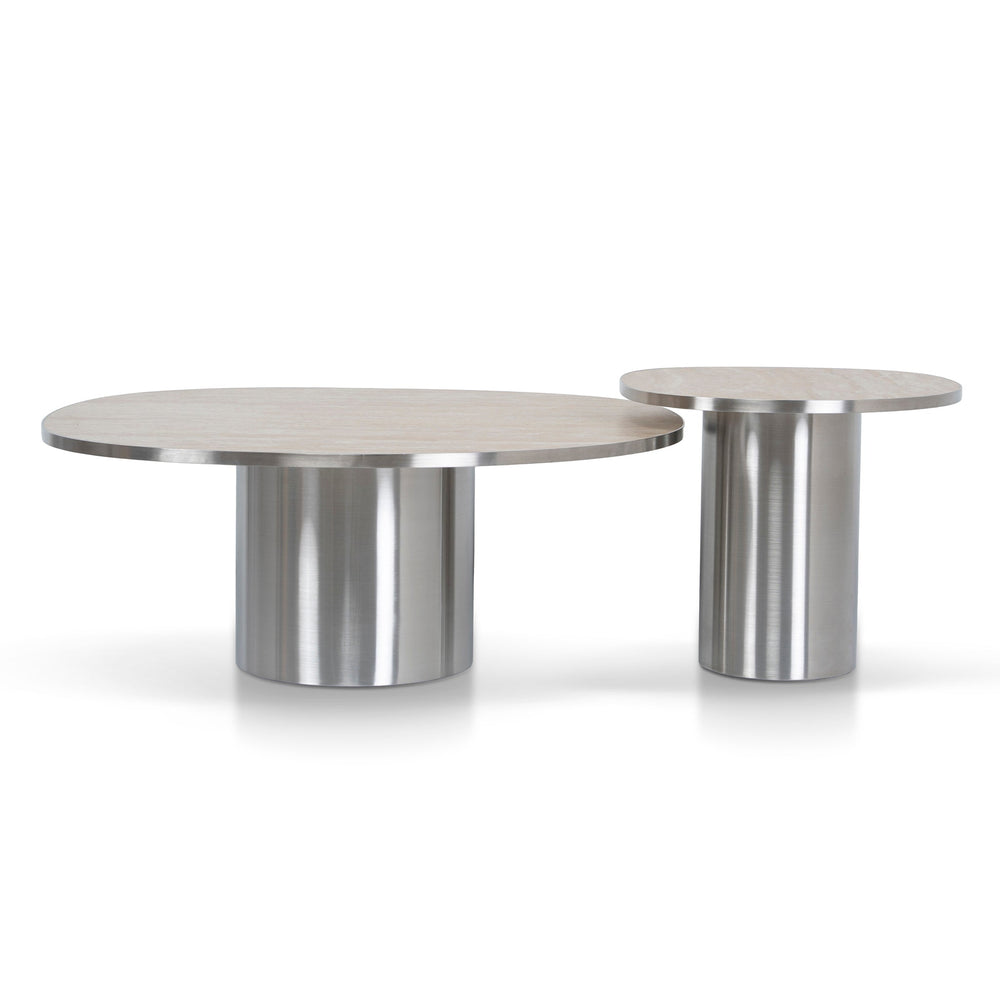 Nested Porcelain Coffee Table | Stainless Steel | Myka Home - View 2
