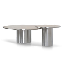 Nested Porcelain Coffee Table | Stainless Steel | Myka Home