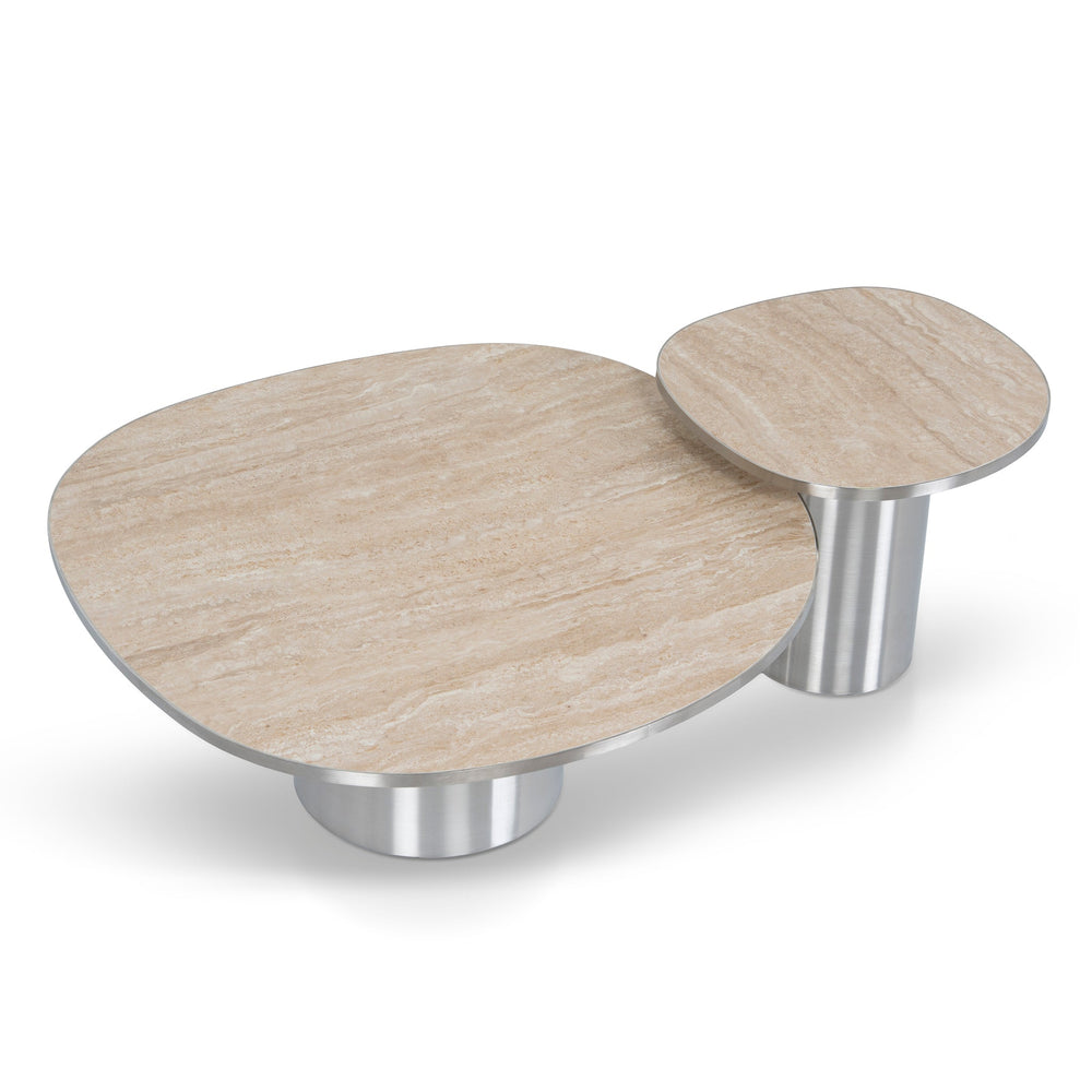 Nested Porcelain Coffee Table | Stainless Steel | Myka Home - View 4