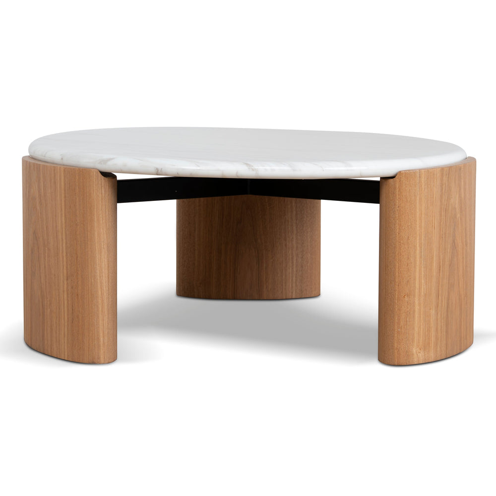 Nested Carrara Marble Coffee Table | Natural | Myka Home - View 5