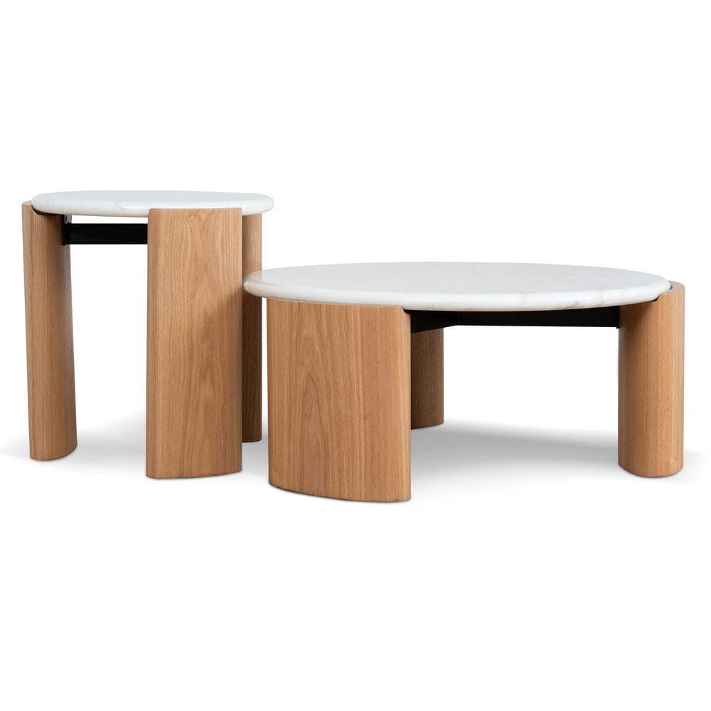 Nested Carrara Marble Coffee Table | Natural | Myka Home - View 2