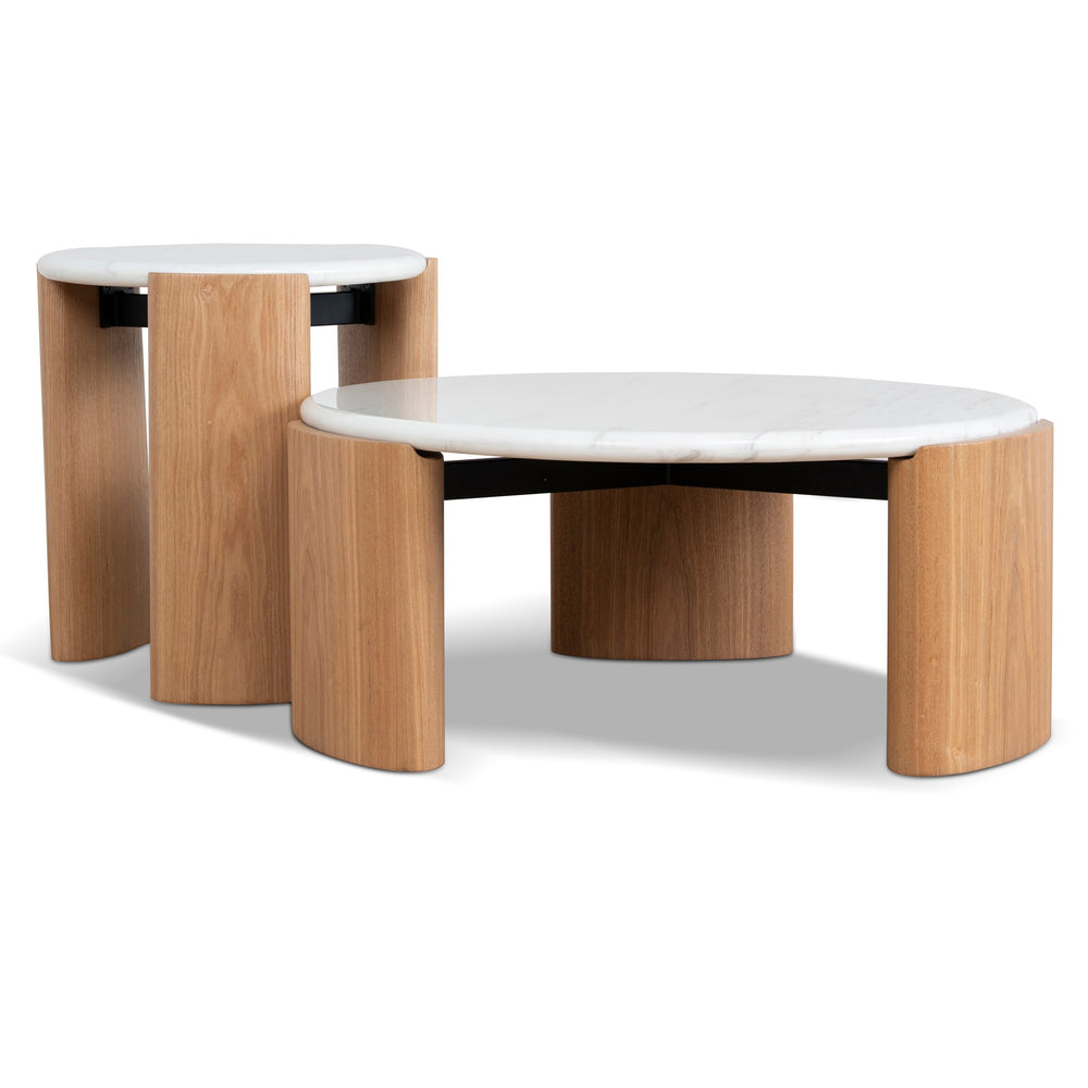 Nested Carrara Marble Coffee Table | Natural | Myka Home