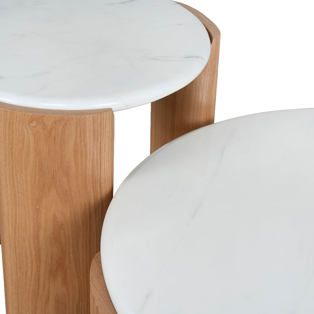 Nested Carrara Marble Coffee Table | Natural | Myka Home - View 4
