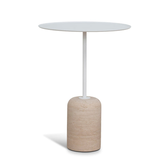 45cm Matte White Side Table | Travertine | Myka Home