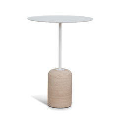45cm Matte White Side Table | Travertine | Myka Home