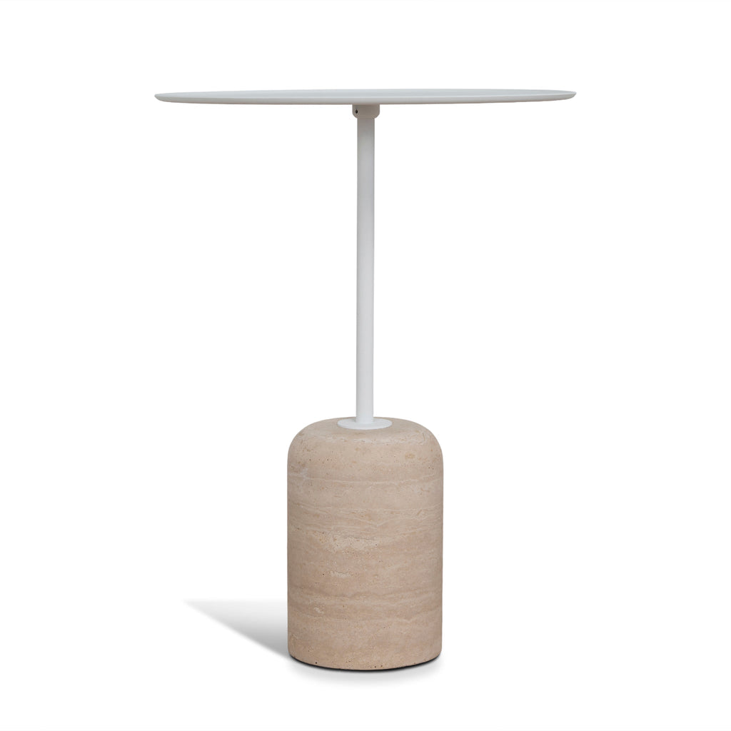 45cm Matte White Side Table | Travertine | Myka Home