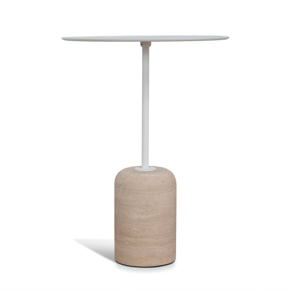 45cm Matte White Side Table | Travertine | Myka Home