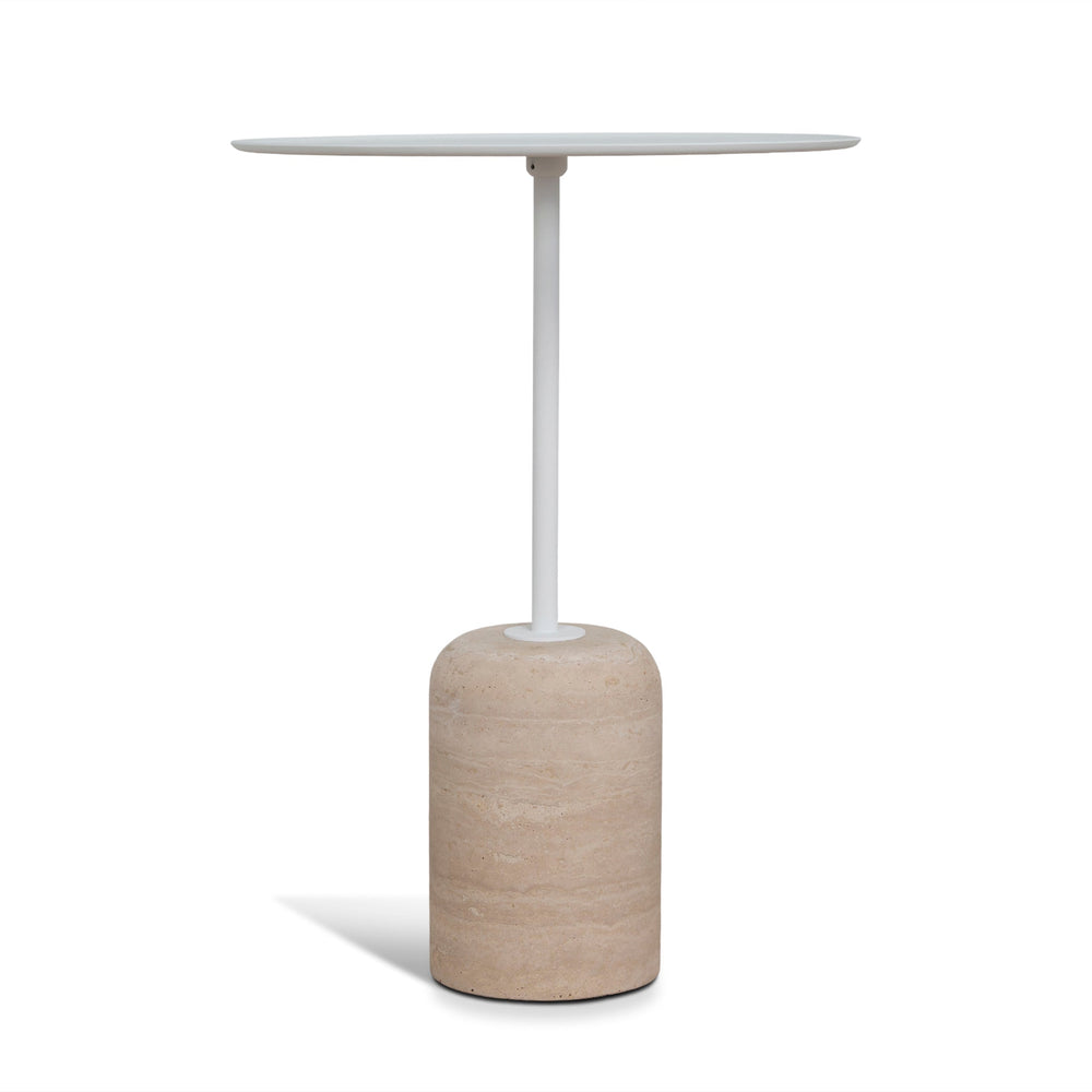 45cm Matte White Side Table | Travertine | Myka Home