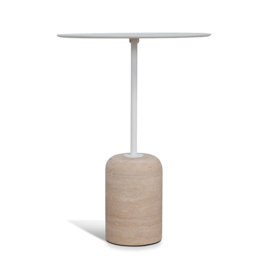 45cm Matte White Side Table | Travertine | Myka Home
