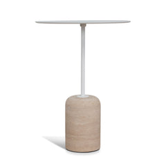 45cm Matte White Side Table | Travertine | Myka Home