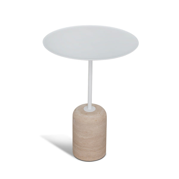 45cm Matte White Side Table | Travertine | Myka Home - View 3