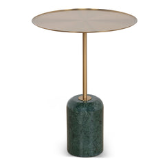 45cm Brushed Gold Side Table | Green Crystal | Myka Home