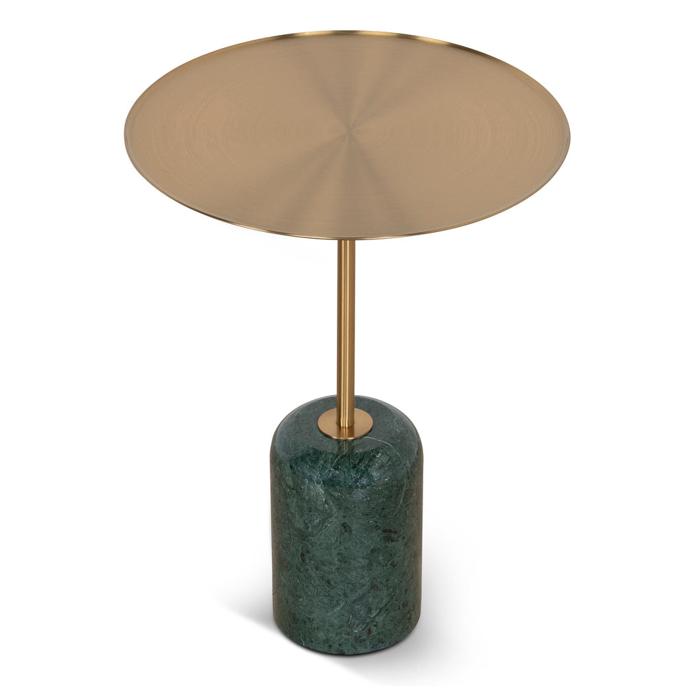 45cm Brushed Gold Side Table | Green Crystal | Myka Home - View 3