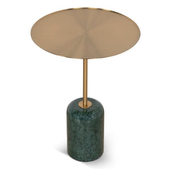 45cm Brushed Gold Side Table | Green Crystal | Myka Home