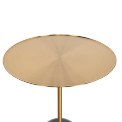 45cm Brushed Gold Side Table | Green Crystal | Myka Home