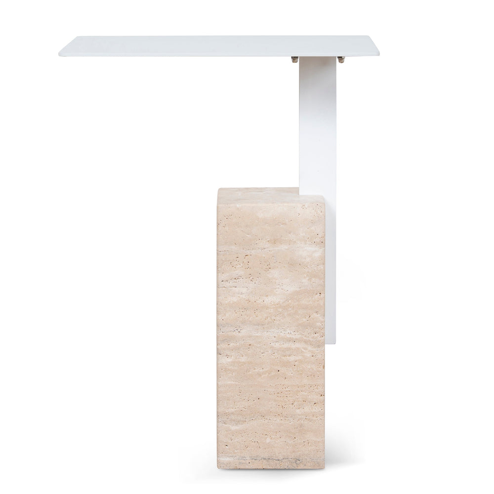 40cm Matte White Side Table | Natural | Myka Home - View 2