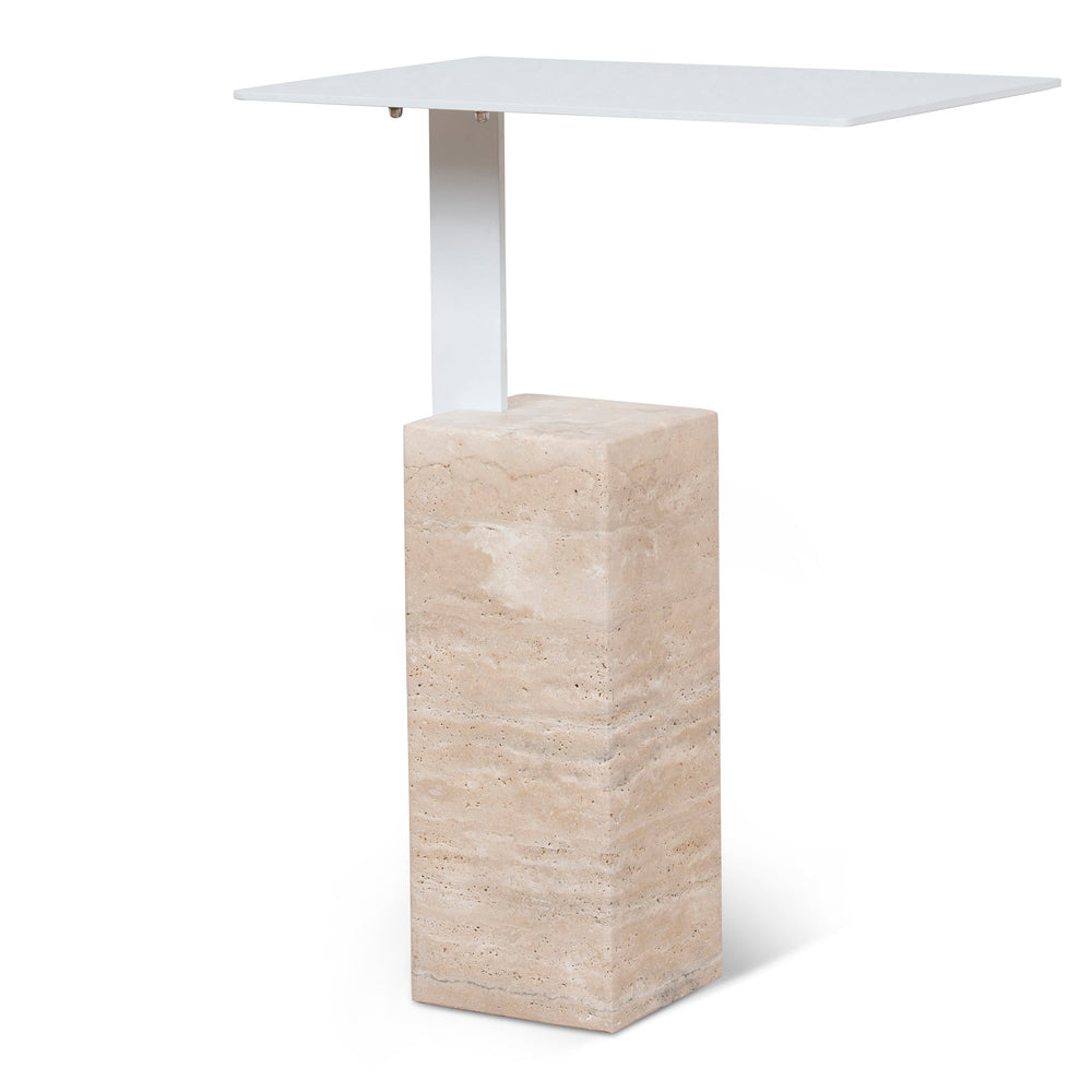40cm Matte White Side Table | Natural | Myka Home - View 4