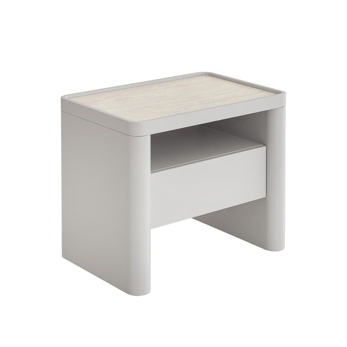 Glass Top Bedside Table | Warm Grey | Myka Home