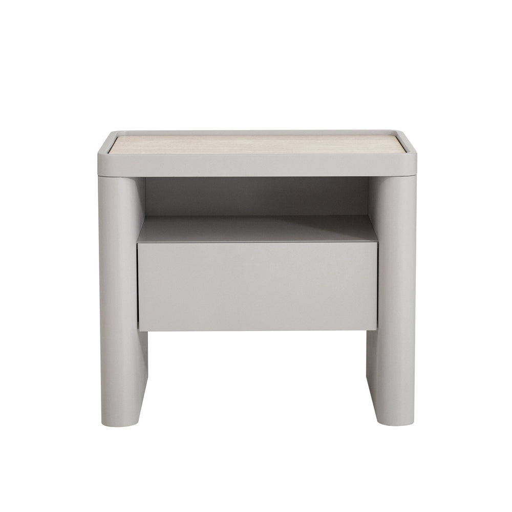 Glass Top Bedside Table | Warm Grey | Myka Home - View 2