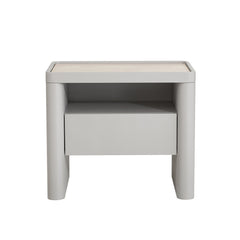 Glass Top Bedside Table | Warm Grey | Myka Home