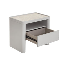 Glass Top Bedside Table | Warm Grey | Myka Home