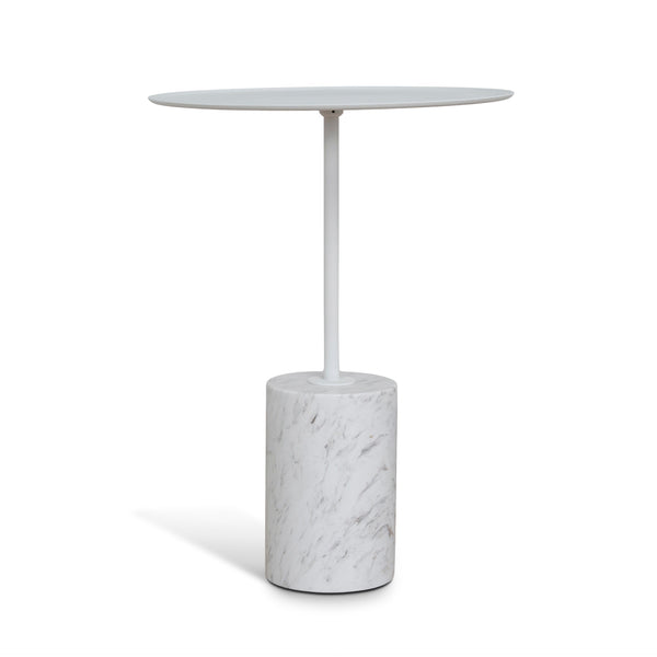 45cm Matte White Side Table | Carrara Marble | Myka Home - View 3