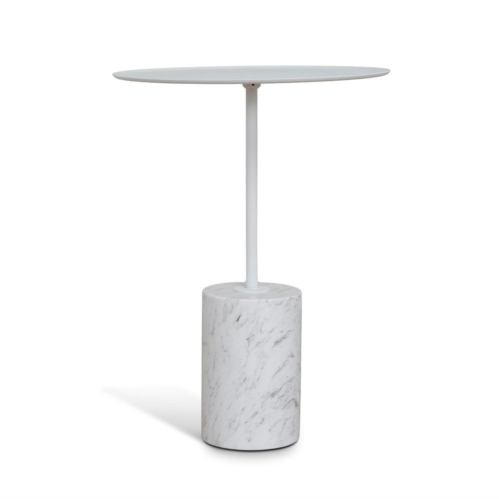 45cm Matte White Side Table | Carrara Marble | Myka Home - View 3