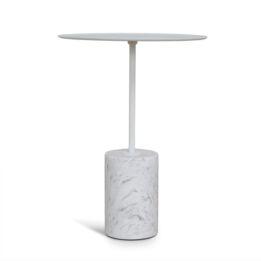45cm Matte White Side Table | Carrara Marble | Myka Home