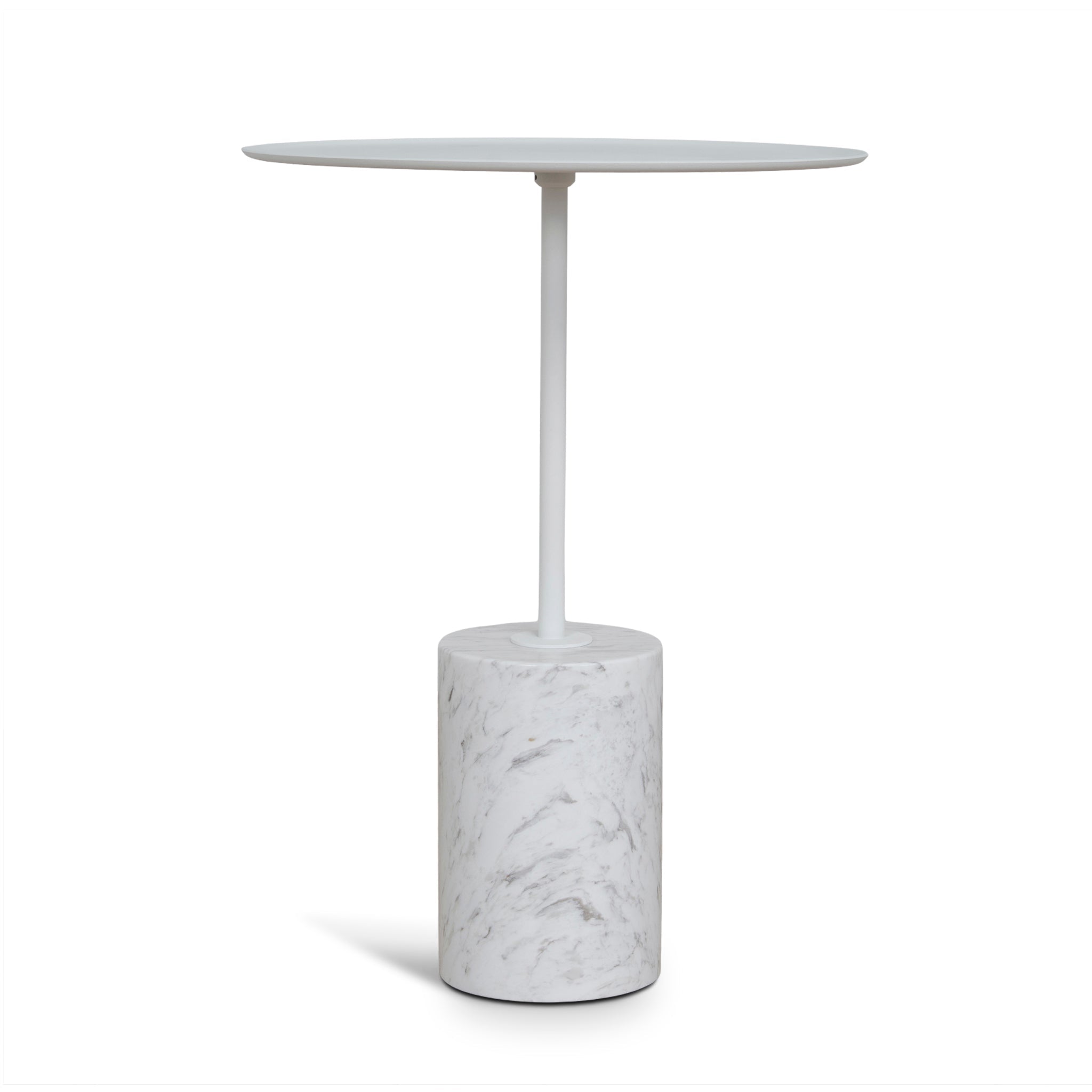 45cm Matte White Side Table | Carrara Marble | Myka Home