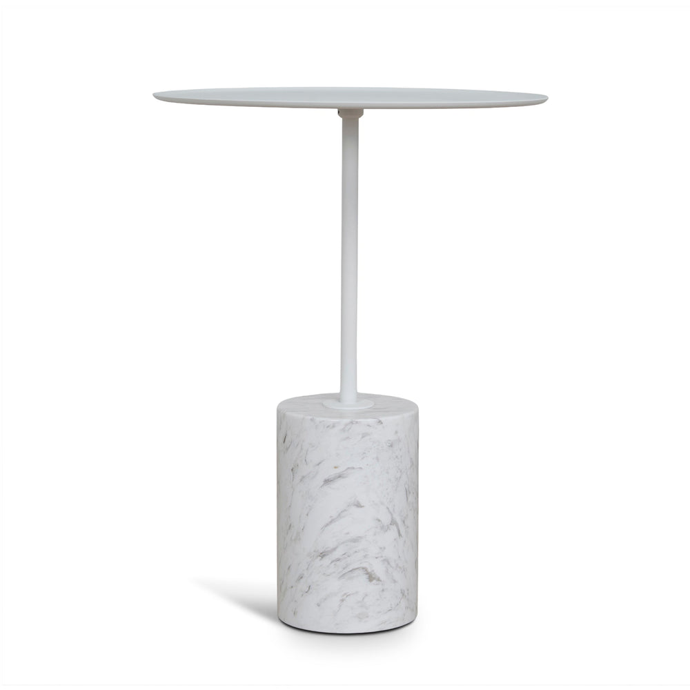 45cm Matte White Side Table | Carrara Marble | Myka Home