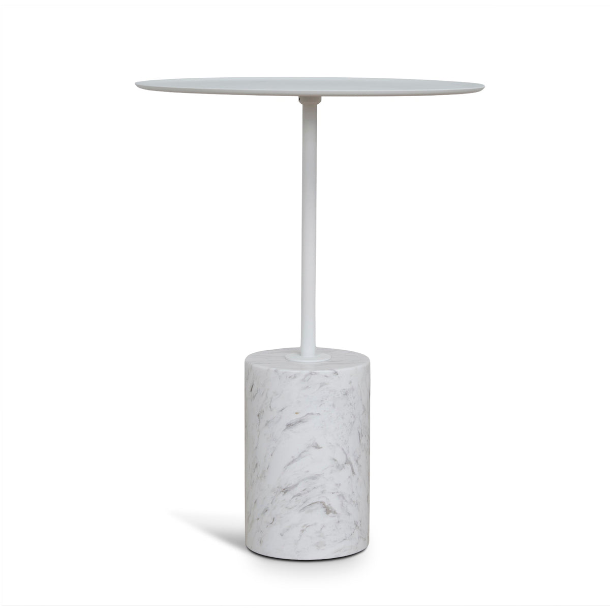 45cm Matte White Side Table | Carrara Marble | Myka Home