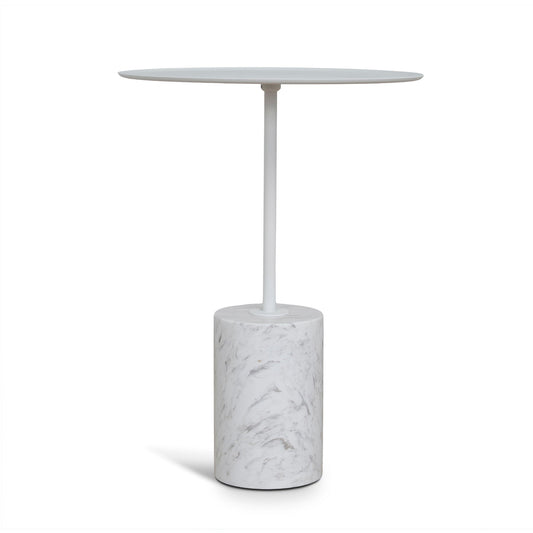 45cm Matte White Side Table | Carrara Marble | Myka Home