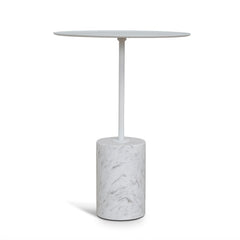 45cm Matte White Side Table | Carrara Marble | Myka Home