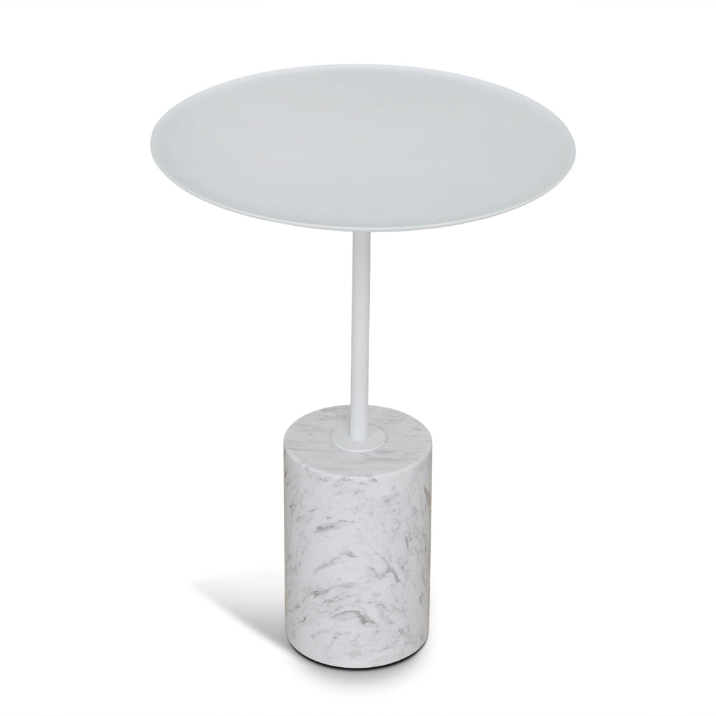 45cm Matte White Side Table | Carrara Marble | Myka Home - View 2