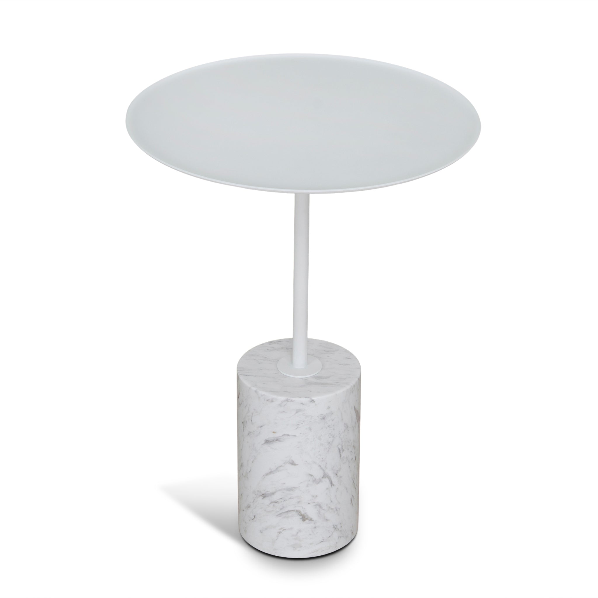45cm Matte White Side Table | Carrara Marble | Myka Home - View 2