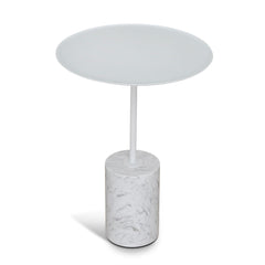 45cm Matte White Side Table | Carrara Marble | Myka Home
