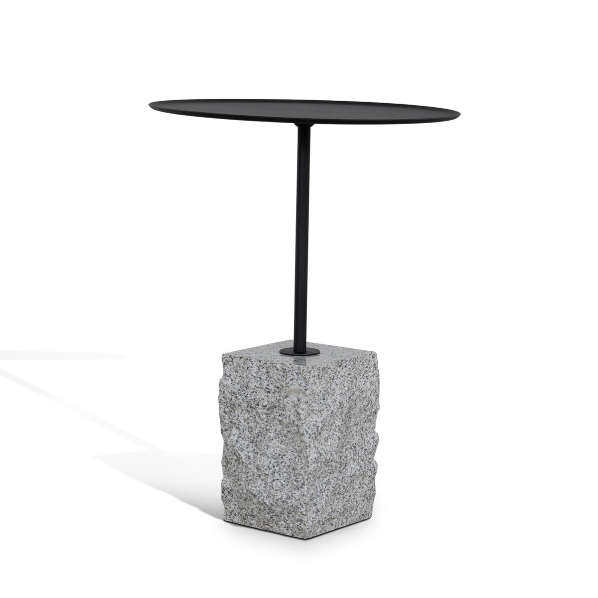 45cm Matte Black Side Table | Faceted Granite Marble | Myka Home