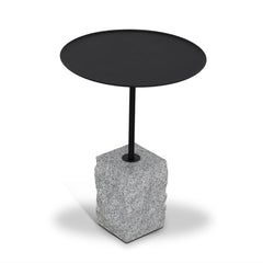 45cm Matte Black Side Table | Faceted Granite Marble | Myka Home