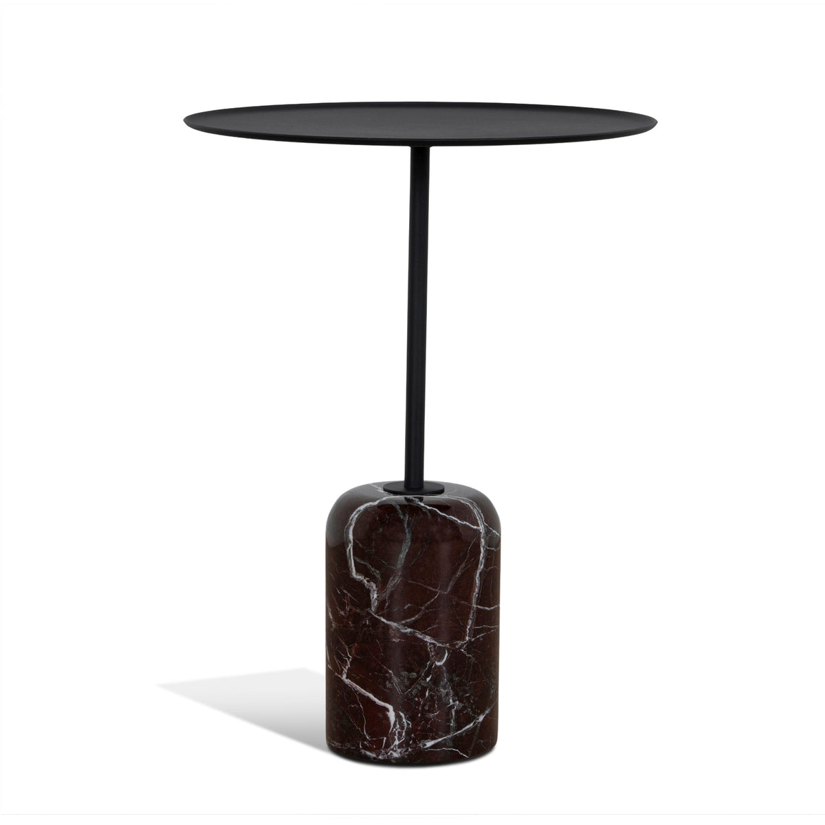 45cm Matte Black Side Table | Rosso Levanto Marble | Myka Home