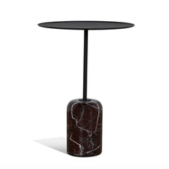 45cm Matte Black Side Table | Rosso Levanto Marble | Myka Home